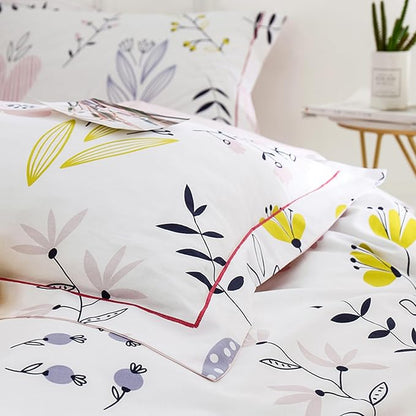 HighBuy Girls Comforter Set Twin XL White Pink Floral Bedding Sets for Kids Girl Cottagecore 3 Piece Botanical Bedding Comforter Boho Bed Set,1 Comforter and 2 Pillowcases for All Season,Twin XL