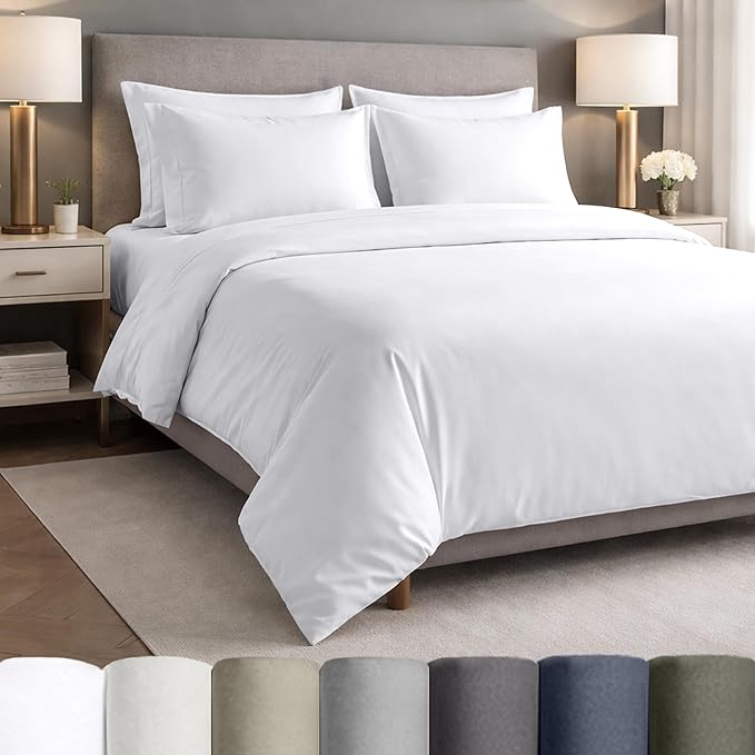 California Design Den Deep Pocket California King Sheet Set - Certified 100% Egyptian Cotton Bed Sheets, Lightweight & Crisp Percale, Durable Luxury Bedding Set - White