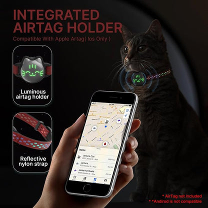 AirTag Cat Collar, Reflective Breakaway Collar, Hidden Holder with Bell | Compatible with Apple AirTag 1st & 2nd Gen, Lightweight Water-Resistant Strap for Cats, AirTag Not Included