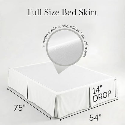 Southshore Fine Living, Inc. Full Size Bed Skirt 14 Inch Drop, Pleated Design for Full Mattress, Pet Hair Resistant Dust Ruffle Full Size Bed, Easy Care Microfiber - Bright White