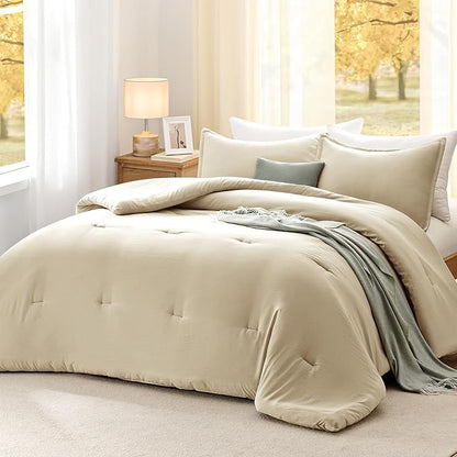 California King Comforter Set Linen,3PCS Soft Lightweight Breathable Bedding Comforter for All Season, Calking Size(104''×96'' Comforter & 2 Pillowcases)