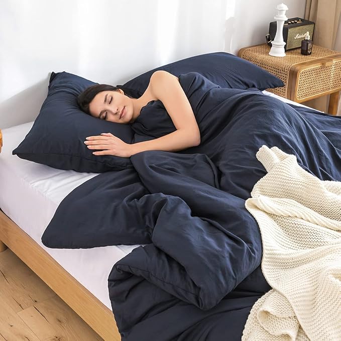 COTTEBED Sliky Soft Fluffy Bedding Comforters Sets for Twin Size Bed, Light Weight All Season Use,Made with Cozy Washable Cotton Microfiber Reversible Fabric,1 Comforter & 1 Pillow Sham,Navy Blue