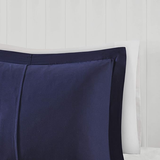 Madison Park Essentials Parkston Plaid Comforter, Matching Sham, 3M Scotchguard Stain Release Cover, Hypoallergenic All Season Bedding-Set, King/California King, Navy, 3 Piece