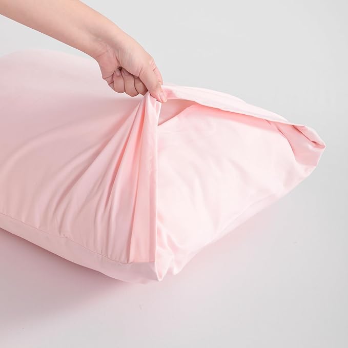FLXXIE Pillow Cases Queen, Soft Microfiber Pillow Covers with Envelope Closure, Wrinkle Resistant Pillowcases, 2 Piece Set, 20x30, Blush Pink