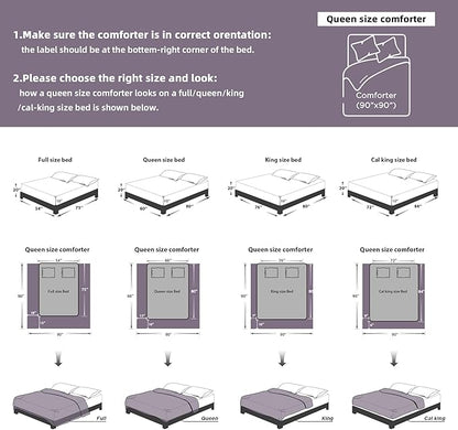 Litanika Grayish Purple Queen Comforter Set, 3 Pieces Tufted Boho Farmhouse Bedding Comforter Sets, Lightweight Fluffy Comforter Bed Set for All Season (90x90In Comforter and 2 Pillowcases)