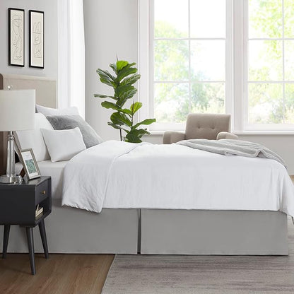 Nestl Silver Bed Skirt King Size - King Bed Skirt 14 Inch Drop - Brushed Microfiber Bed Skirts - Hotel Quality Pleated Bed Skirt - Shrinkage & Fade Resistant