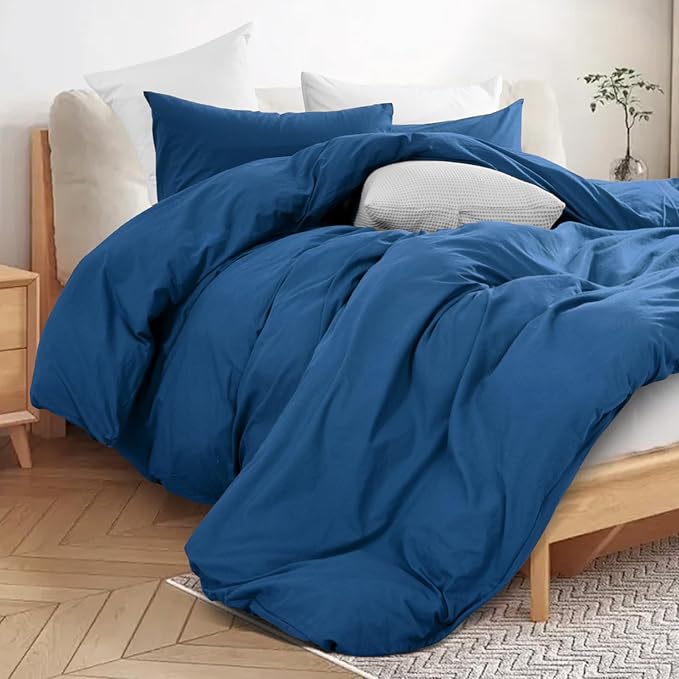 NEXHOME PRO Full Duvet Cover Set – 100% Certified Organic Cotton with Washed Feel & Linen-Like Texture, Comfortable & Breathable, Home Bedding Set 80"*90" (No Comforter) 8090N
