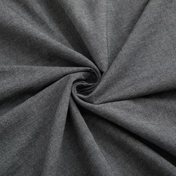 LOVQUE Dark Grey Duvet Cover Full Size, 100% Washed Cotton Linen Like Bedding Set with Zipper Closure (No Comforter), 80x90 Inches