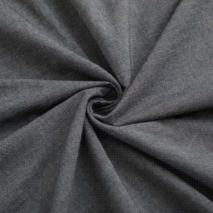 LOVQUE 100% Washed Cotton Duvet Cover Set, Linen Like Natural Bedding Set with Zipper Closure (No Comforter), 104x98 Inches, Cal King, Dark Grey