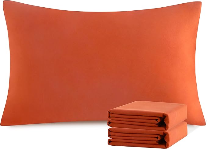 NTBAY Standard Pillowcase Set - 2 Pack Brushed Microfiber 20x26 Pillowcases - Soft, Wrinkle-Free, Fade-Resistant, Stain-Resistant, Brunt Orange Pillowcases with Envelope Closure - 20x26 Inches