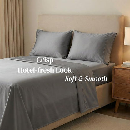Beckham Hotel Collection Pillowcases Queen Size Set of 2, Cool Touch Cotton Sateen Fabric, 500TC, Silky Smooth & Soft, Open End, Dark Gray