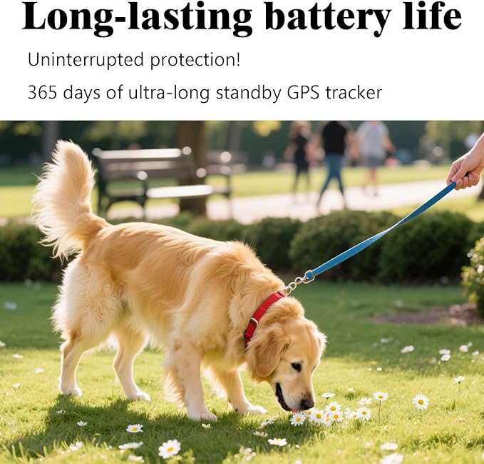 GPS Tracker for Dogs, Mini Cat Tracker, Smart Pet Tracker, Real-Time Tracking & Anti-Lost Alerts, No Monthly Fee, No SIM Card, Waterproof & Drop-Proof, 730-Day Battery Life, Works with iOS & Android