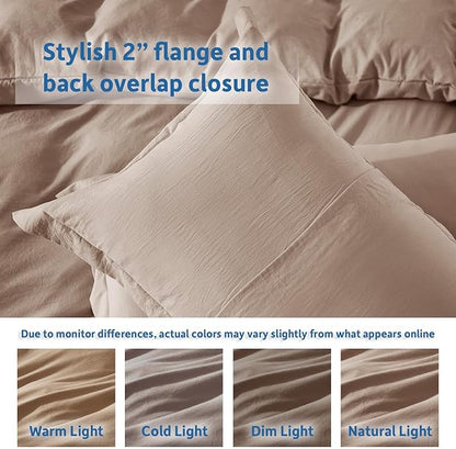 Nestl Khaki Duvet Cover King Size - Soft Prewashed King Duvet Cover Set, 3 Piece, with Zipper Closure, 1 Duvet Cover 104x90 inches and 2 Pillow Shams