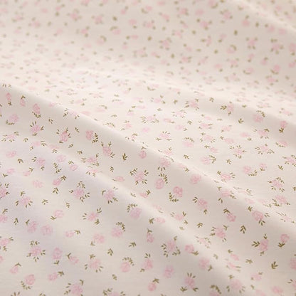 Pink Floral Queen Comforter Ruffle Boho Bedding Set Fluffy Lightweight All Season Down Alternative Bedding Comforter Set Soft Microfiber Cute Striped Comforter with 2 Pillowcases