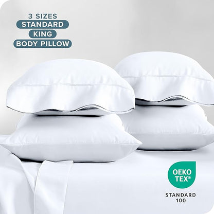 Bare Home Microfiber Bulk Pillow Cases - King Set of 4 - Cooling Pillowcases - Double Brushed - White Pillowcases 4 Pack - Easy Care (King - 4 Pack, White)