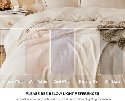 SLEEPBELLA Linen Duvet Cover Set King Size-1 Duvet Cover with 2 Pillow Shams with Button Closure Soft Breathable Farmhouse