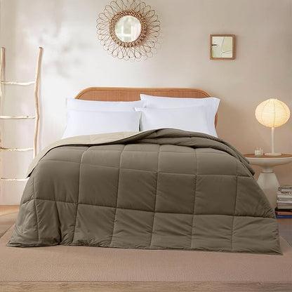 Modern Threads Down Alternative Reversible Comforter Taupe/Champagne Queen