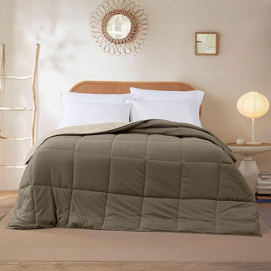 Modern Threads Down Alternative Reversible Comforter Taupe/Champagne Queen