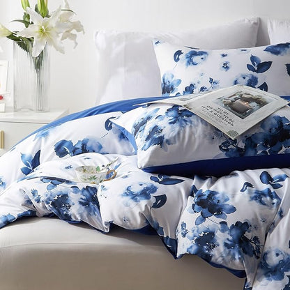 Cupocupa Duvet Cover Full Size Set Boho Floral Pattern Full Duvet Cover Set for Full Size Bed Vintage Soft Bedding Leaf Print Duvet Cover with Pillowcases
