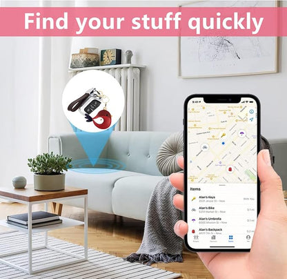 BORKUANA Leather Keychain Holder Case Compatible with AirTag,Cute Protective Cover with Keyring
