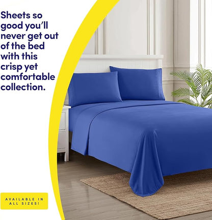 1500 Supreme Collection Twin XL Sheet Sets Royal Blue - 3 Piece Bed Sheets and Pillowcase Set for Twin XL Mattress - Extra Soft, Elastic Corner Straps, Deep Pocket Sheets, Twin XL Royal Blue