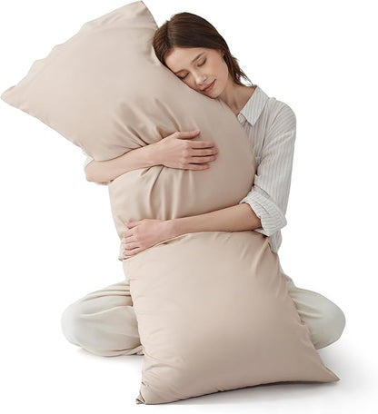 Bedsure Body Pillow Cover - Khaki Long Cooling Pillow Cases, PureWoven 100% Rayon Derived from Bamboo, Cool Body Pillowcase with Envelope Closure for Women, Men, 1 Pack, 20x54 Inches