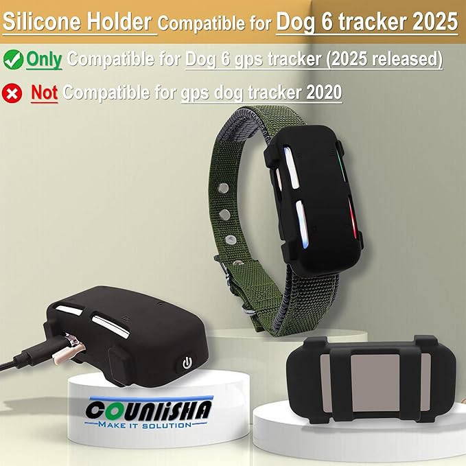 Silicone Holder Compatible for Tractive Dog 6 GPS Tracker 2025,Black | Durable Rubber Cover,Secure case with strap necklace for tractive smart dog finder tag for pet collar,2 packs