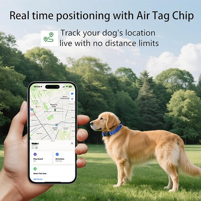 1Pc Air Tags Dog Collar Tracker, Waterproof Pet Collar Location Tracker with Air-Tag Chip for Apple Find My (iOS only) (Blue, S)