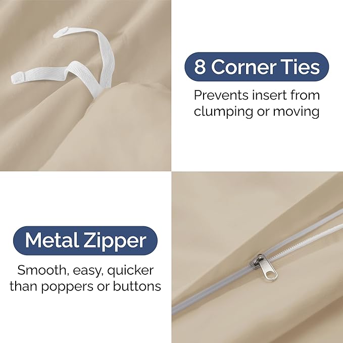 Duvet Cover King Size Set - Extra Soft King Duvet Cover 104" x 90" with 2 Pillow Shams - Hotel Luxury, Easy Care and Fade Free w/ Zipper Closures & Ties - All Season, Comfy, Cozy & Breathable (Wheat)