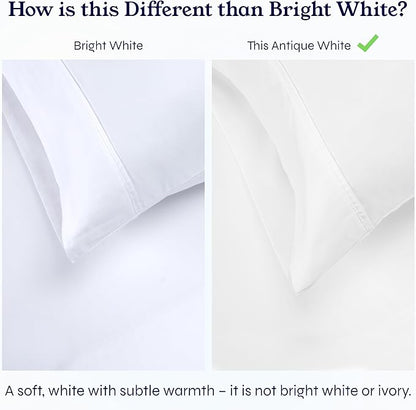 California Design Den 2-Pack 100% Cotton King Size Sheets Set 400 Thread Count Sateen - Soft and Breathable Sheets, 2 Sets of Deep Pocket Bed Sheets - Antique White