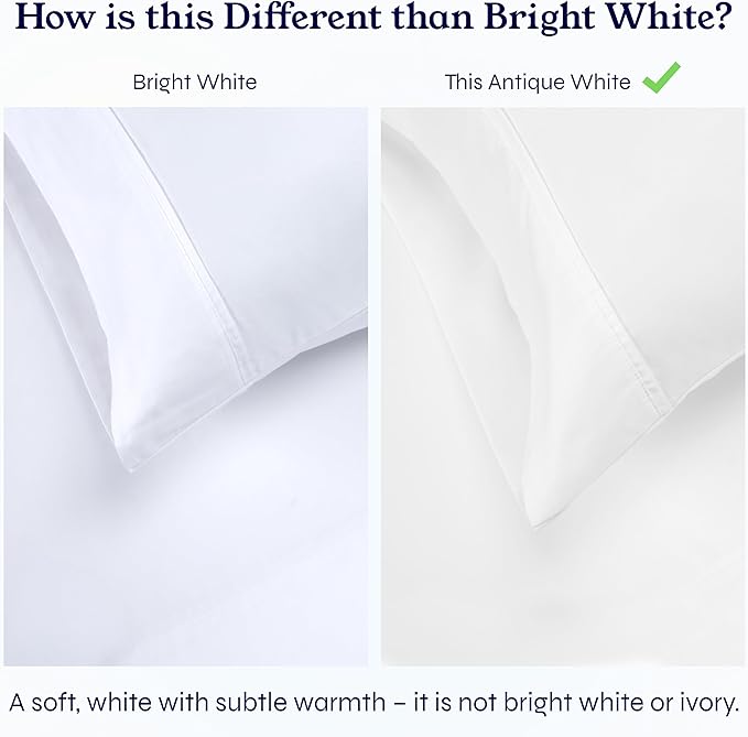 California Design Den 2-Pack Twin Size Bed Sheets Cotton - 400 Thread Count 100% Cotton Sateen - Soft, Breathable Sheets, 2 Sets of Deep Pocket Bed Sheets - Antique White