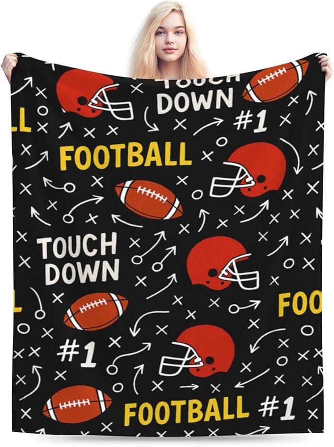 American Football Blanket Super Soft Warm Fluffy Fleece Flannel Ball Sports Throw Blanket Cozy Fuzzy Plush Football Stuff Bedding Blankets Gifts for Teens Boys Kids Women Girls Adults 50"X40"