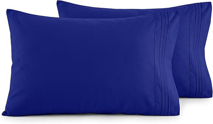 Elegant Comfort Luxury Ultra-Soft 2-Piece Pillowcase Set - 1500 Premium Hotel Quality Microfiber Double Brushed - Wrinkle Resistant, Standard/Queen, Royal Blue