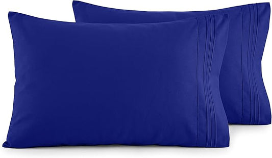 Elegant Comfort Luxury Ultra-Soft 2-Piece Pillowcase Set - 1500 Premium Hotel Quality Microfiber Double Brushed - Wrinkle Resistant, Standard/Queen, Royal Blue