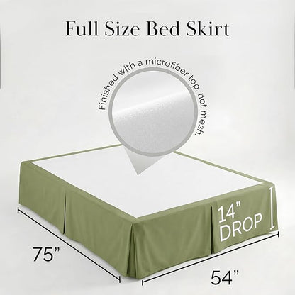 Southshore Fine Living, Inc. Full Size Bed Skirt 14 Inch Drop, Hotel Quality Pleated Full Bed Skirt, Soft Pet Hair Resistant Microfiber Dust Ruffle, Wrinkle Free, Hides Underbed Storage, Sage Green