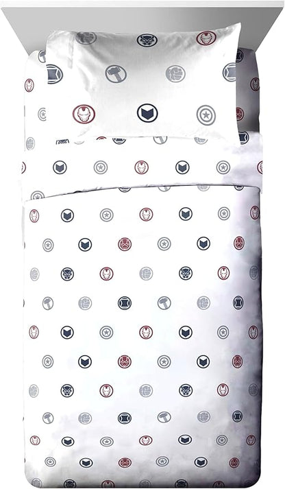 Jay Franco Marvel Avengers Twin Size Comforter Set - 5 Piece Bedding Includes Sheet Set & Pillow Covers - Super Soft Cozy Bedding with Captain America, Hulk, Iron Man and Thor