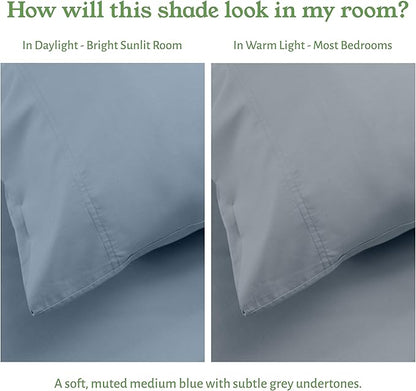 California Design Den 2-Pack Full Size Sheets Set - 100% Organic Cotton Sheets Full Size Bed Set, Crisp Percale Feel, Deep Pockets, Lightweight Bedding - Blue Hydrangea