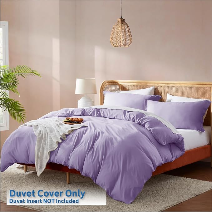 Nestl Lavender California King Duvet Cover Sets - Soft Double Brushed Cal King Duvet Cover, 3 Piece, with Button Closure, 1 Duvet Cover 104x98 inches and 2 Pillow Shams