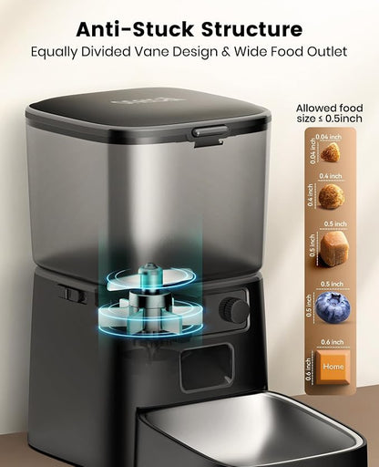 oneisall Automatic Cat Feeder, 2.4G WiFi Cat Food Dispenser with App, 12 Cups/3.5L Auto Cat Feeder for Dry Food, Timed Cat Feeder with Portion Control for Small Pets Indoor | Timed Meals, Feed Now, Feeding Logs, Slow Feed, Precise Portion, Dual Power B...