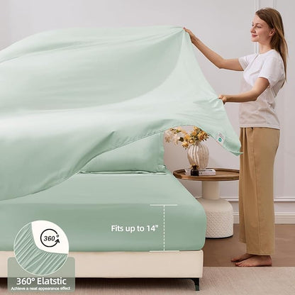 FUANNA 7 Pieces Queen Comforter Set, All Season Bed in a Bag Queen Size, Luxury Soft Bedding Sets with Comforter, Flat Sheet, Fitted Sheet, Pillowcases & Pillow Shams, Sage Green