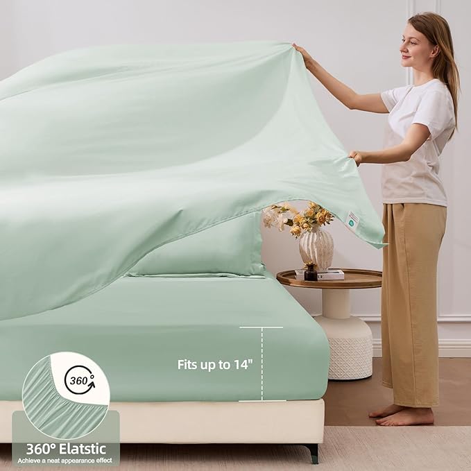 FUANNA 7 Pieces Full Size Comforter Sets, All Season Bedding Sets Full Size, Luxury Soft Bed in a Bag with Comforter, Flat Sheet, Fitted Sheet, Pillowcases & Pillow Shams, Sage Green