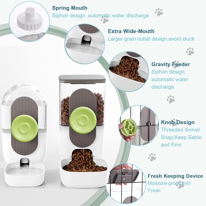 Lemtrflo Rabbit Feeder, Bunny Water Bottle Dispenser, Pet Cage Food Bowl | Suitable for Rabbits, Guinea Pigs, Ferrets, Cat and Other Small Pets