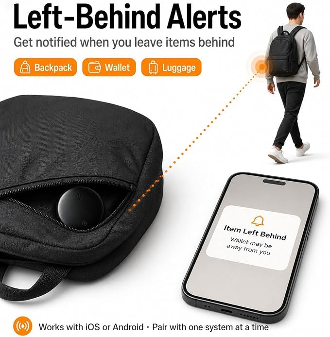 GPS Tracker for Vehicles No Subscription, iOS & Android Dual System | Precise Location Car Tracker Tag, IP66 Waterproof Bluetooth Tracker Device for Key, Luggage, Wallet, Kid and Pet (4 Pack)