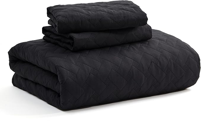 Bedsure Quilts Twin Size - Lightweight Bedspreads Twin Size with Basket Weave Pattern, Soft Quilt Bedding Set, Black Comforter Set Coverlet for All Seasons with 1 Pillow Sham (68" x 86") | Skin-Friendly Soft, All-Season Comfort, Breathable, Lightweight...
