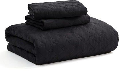 Bedsure Quilts King Size - Lightweight Bedspreads King Size with Basket Weave Pattern, Soft Quilt Bedding Set, Black Comforter Set Coverlet for All Seasons with 2 Pillow Shams (106" x 96") | Skin-Friendly Soft, All-Season Comfort, Breathable, Lightweig...