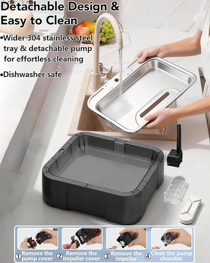 UPSKY Cat Water Fountain, 2.25Gal Large Capacity for Multi-Pet Homes | Ultra Quiet 304 Stainless Steel, Anti-Clog Pump with 4 Filters, Non-Slip Mat Included, Easy to Clean, Smart LED & Anti-Dry