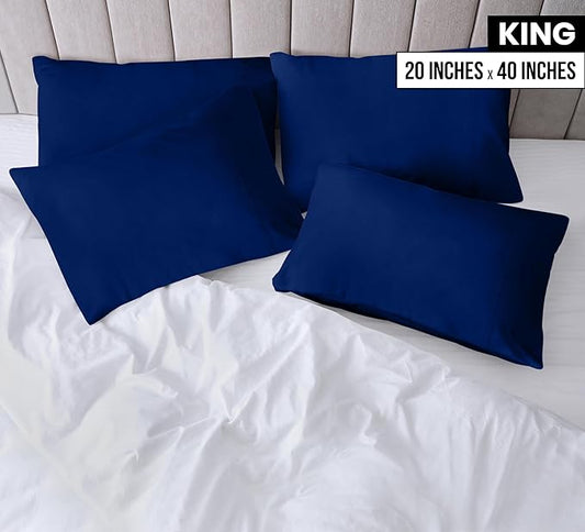 Utopia Bedding King Pillow Cases - 4 Pack - Envelope Closure - Soft Brushed Microfiber Fabric - Shrinkage and Fade Resistant Pillow Covers King Size 20 X 40 Inches (King, Royal Blue)