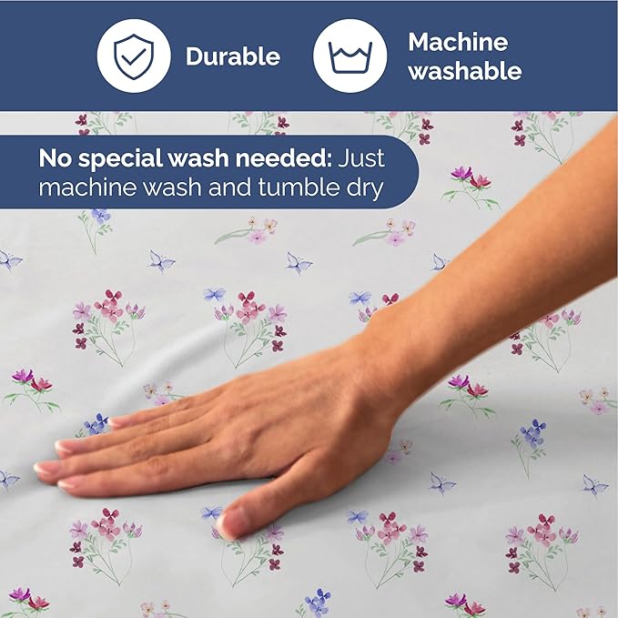 Floral Sheets - Butterfly Floral Bed Sheet Set - 1 Flat, 1 Fitted & 1 Pillowcase w/ Deep Pockets - Comfy, Wrinkle & Fade Free - Boho Botanical Bedding - Soft, Breathable and Cooling - Twin XL Size Set