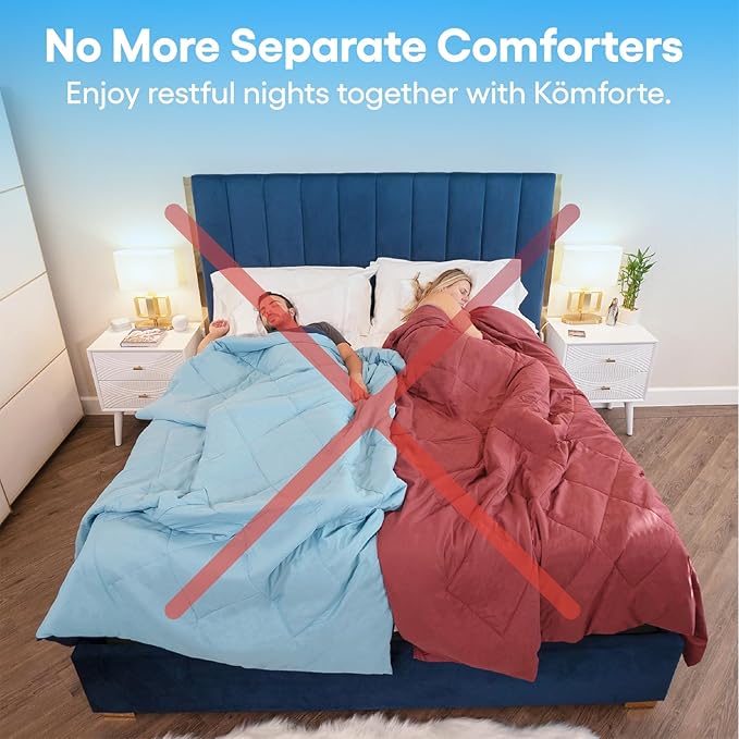SöMN Kömforte Microfiber Dual Zone Comforter, His and Hers Blankets for Couples, Cool & Warm Two Temperature Comforter, Alternative Down Duvet Insert, Wedding Gift (Gray, King)