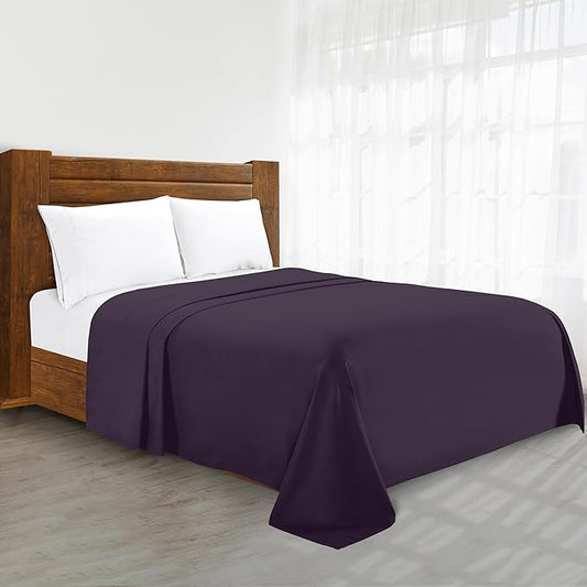 Luxury Flat Sheet on Amazon Elegant Comfort Wrinkle-Free 1500 Premier Hotel Quality 1-Piece Flat Sheet, Twin/Twin XL Size, Purple